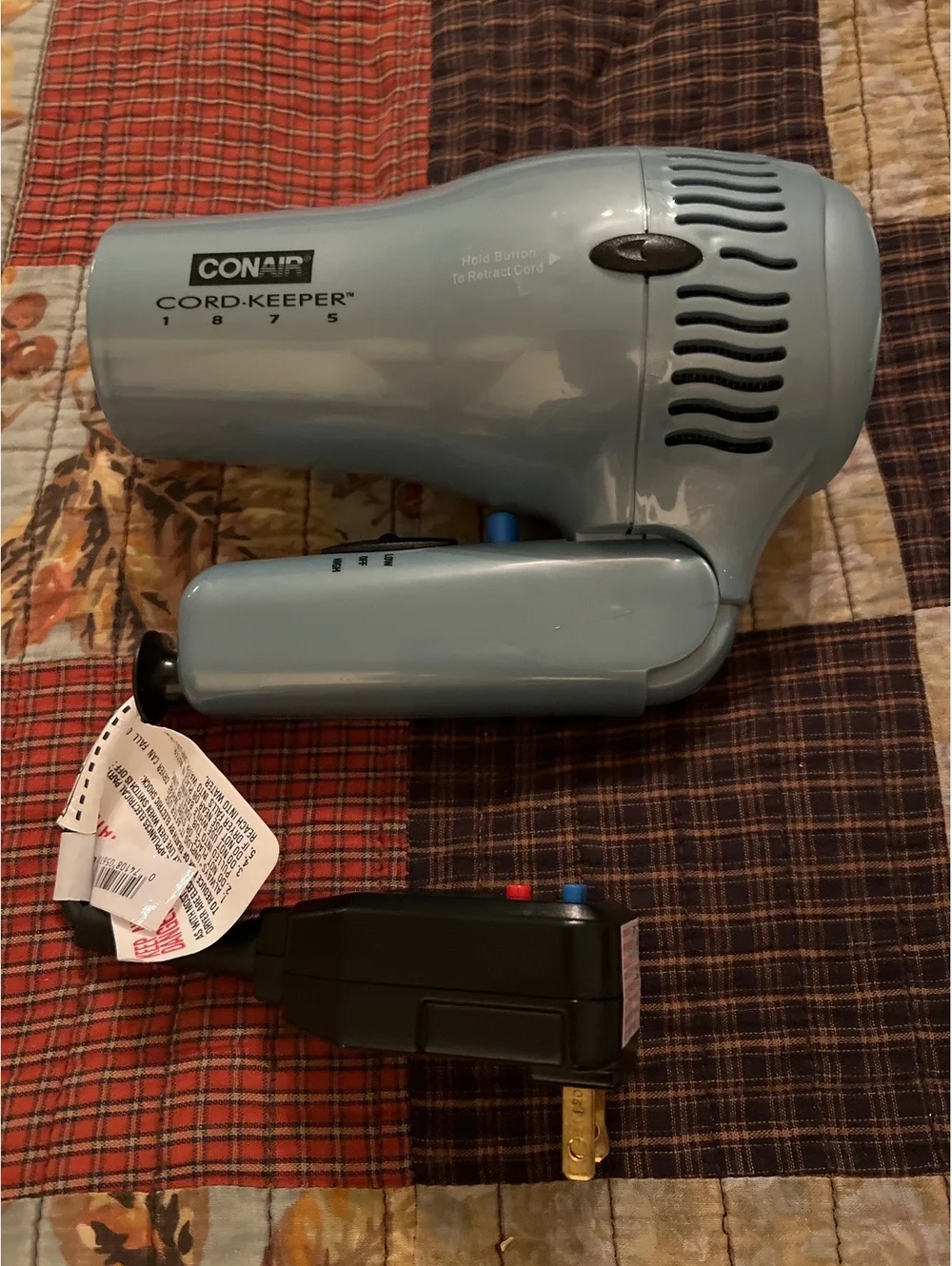Conair Cord-Keeper 1875 Portable Hair Dryer with Retractable Cord
